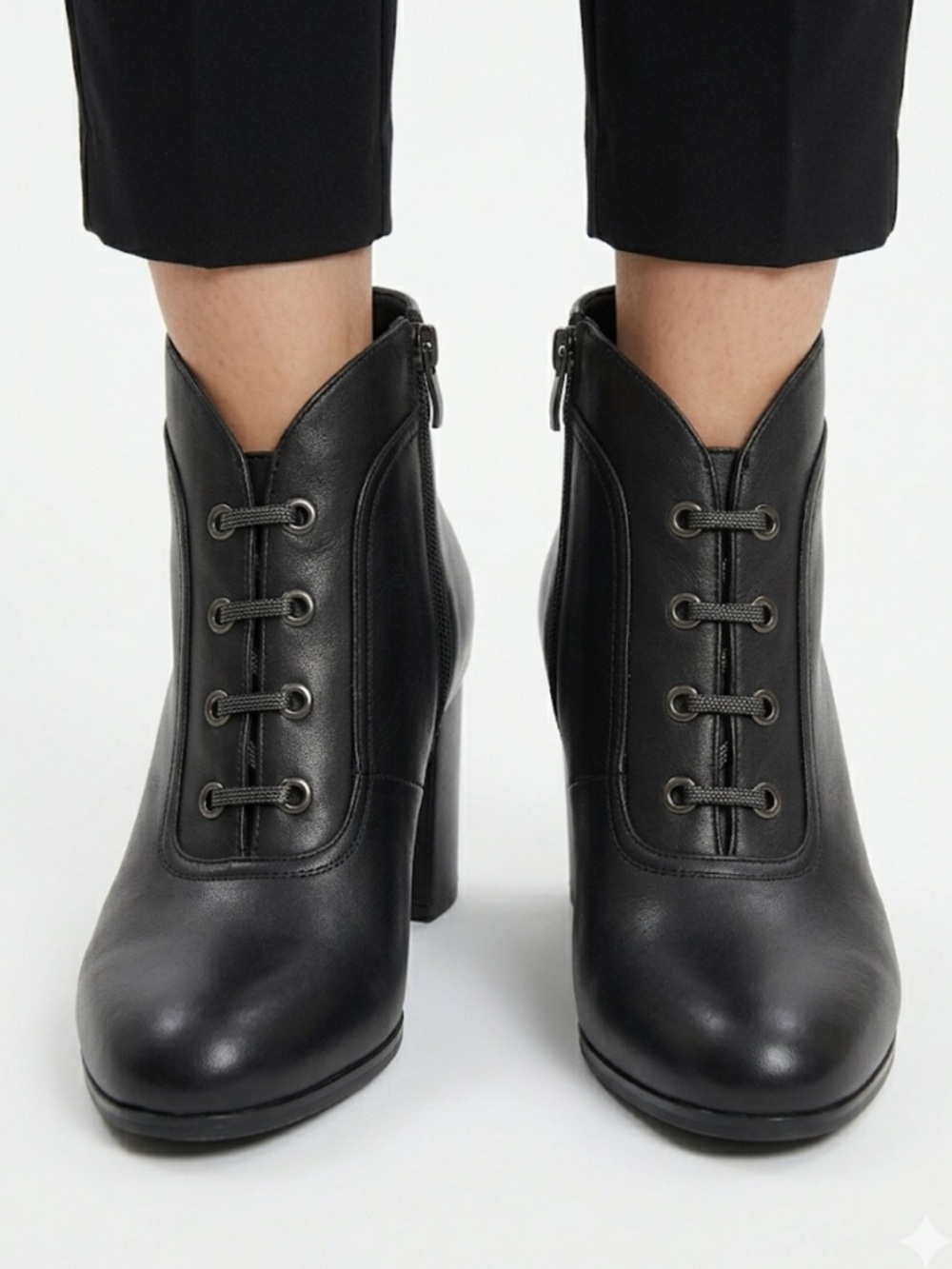 86 Epica Black Gothic Leather Heeled Boots | Witchy Minimalist Whimsigoth Size 6